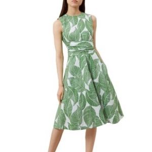 Hobbs London Linen Palm Leaf Dress